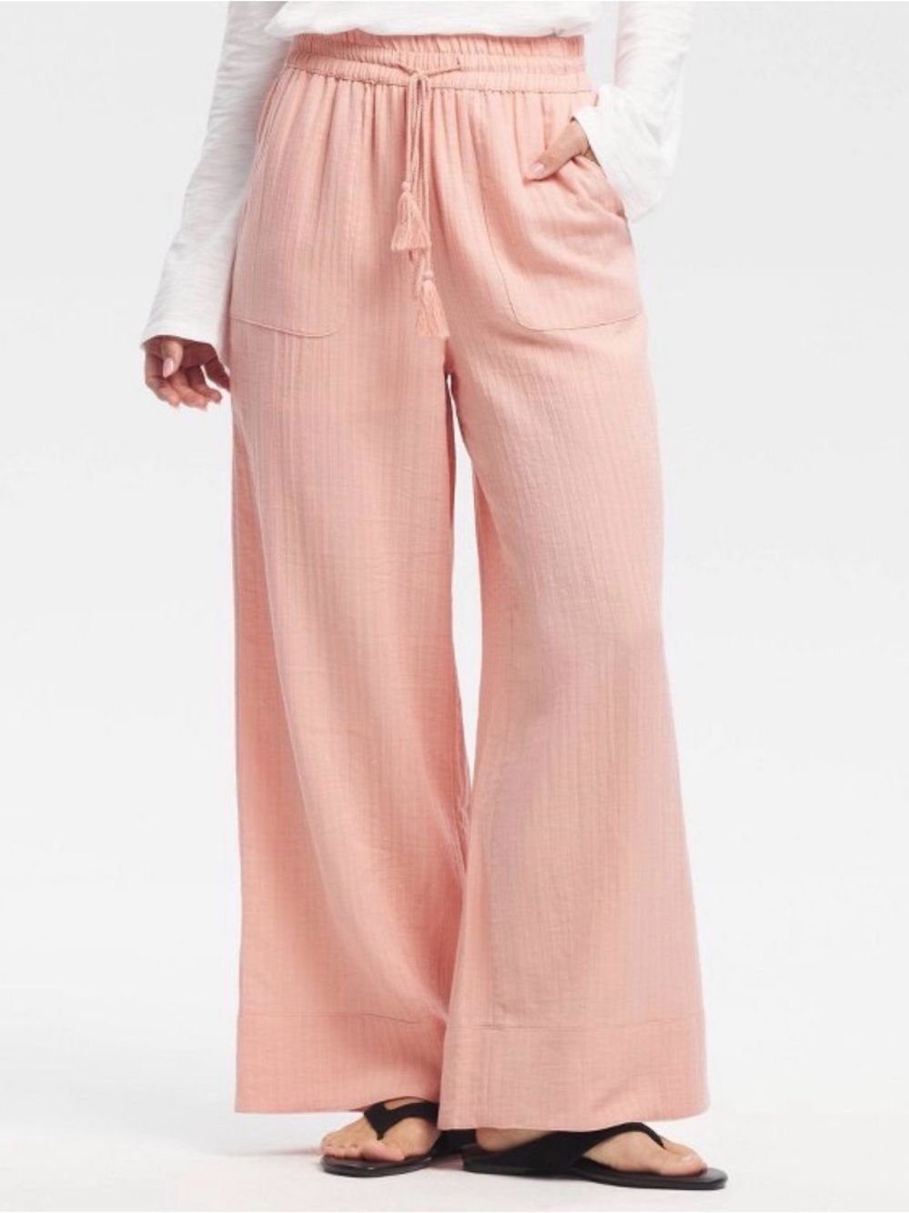 Universal Thread High Rise Tassel Drawstring Waist Wide Leg Pants Small NWT